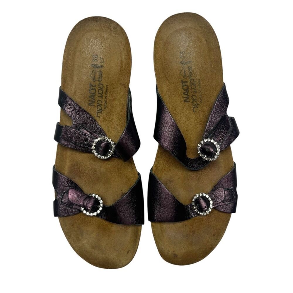 Naot Kate Leather 2 Strap Sandals Cork Footbed